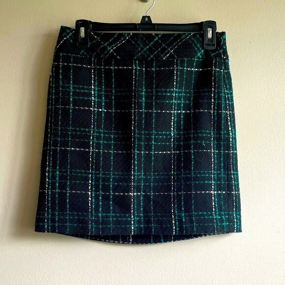 Loft Petites Black Plaid Pencil Skirt - Picture 1 of 5